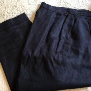Ralph Lauren Navy linen high waisted cropped pants